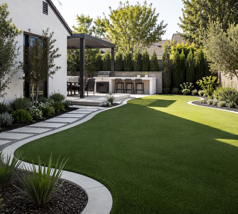 Landscaped lawn
